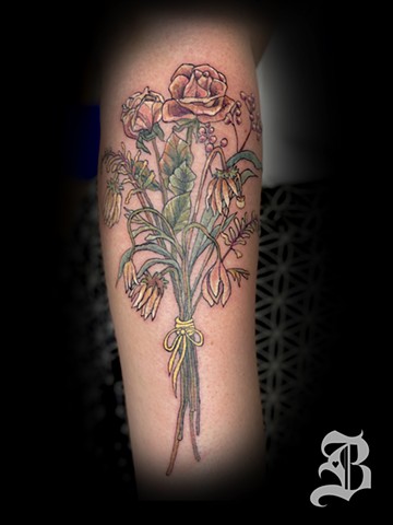 Bouquet of flowers tattoo