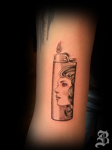 Lady lighter tattoo