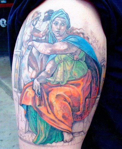 Michaelangelo's Delphic Sibyl tattoo