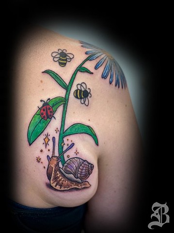 Snail and bugs tattoo