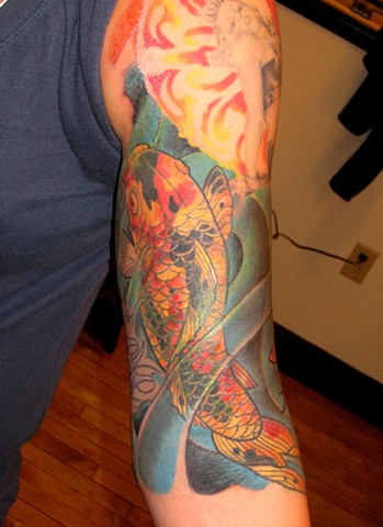 Koi fish half sleeve tattoo