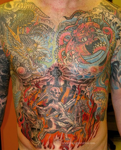 Monster torso tattoo