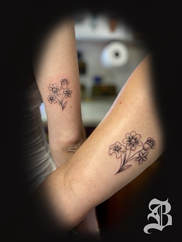 Bestie flower tattoos