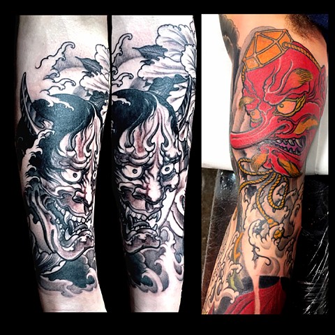 Japanese mask tattoos 