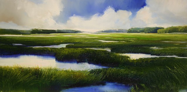 Marsh view with clouds