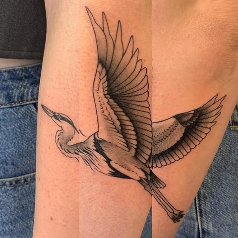Egret tattoo | Crane tattoo, Flying tattoo, Small tattoos