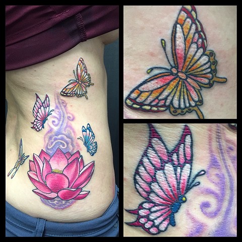 Coverup with lotus and butterflies