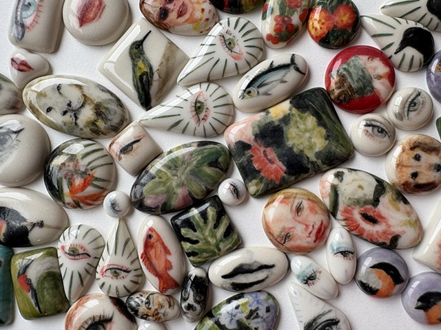 Jewelry, Cabochons, Tiles and Ornaments 
(please see my @kristin_beaver_porcelain instagram for more & to purchase) 