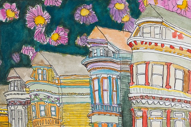 San Francisco Hoods #1. Watercolor and ink on paper. Art by Eric Dyer