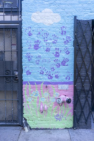 detail of purple hands