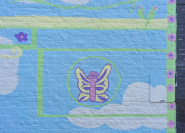 detail of butterfly with a fist