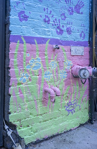 detail of flowers (with one by Chris Farris) and roachie