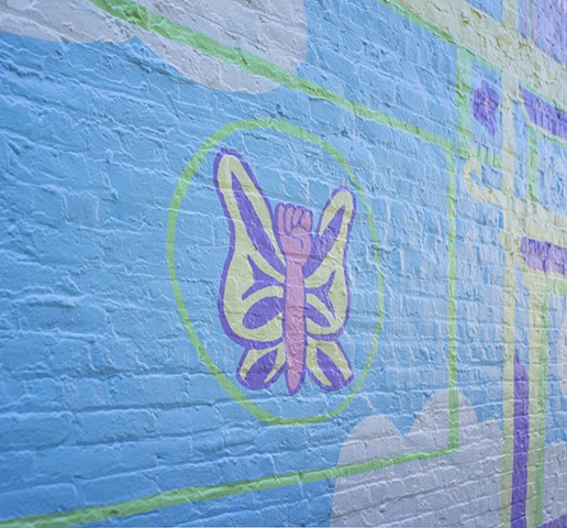 detail of butterfly with a fist 