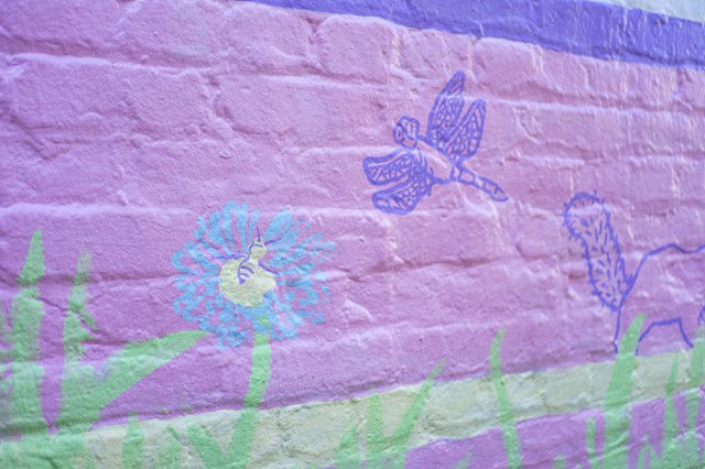 detail of dragonfly and bee