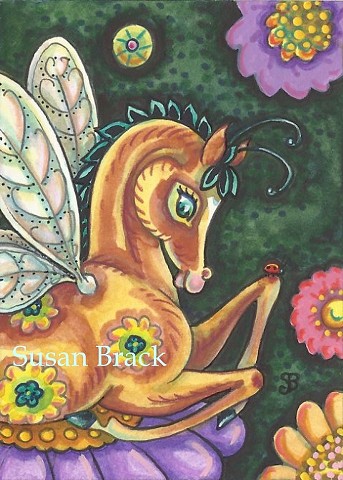 Fairy Fantasy Horsefly Horse Fly Pony Susan Brack Art Illustration Equine ACEO EBSQ