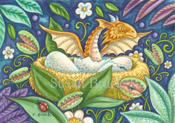 Venus Flytrap Dragon Eggs Medieval Fantasy Susan Brack Painting Original
