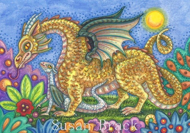 Baby Dragon Fantasy Medieval Susan Brack Folk Art Illustration Licensing