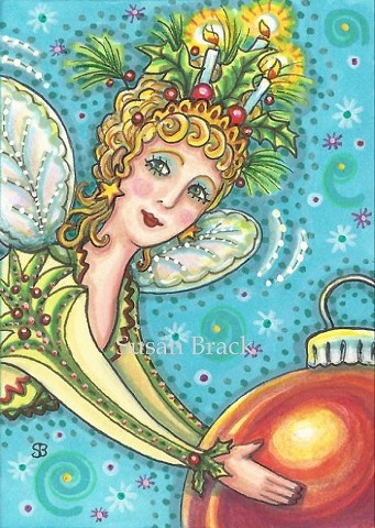 Christmas Fairy Faerie Sprite Fantasy Ornament Holiday Susan Brack Art EBSQ Whimsy