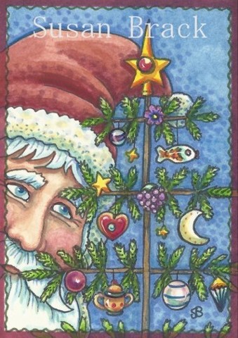 Christmas Santa Belsnickle St. Nick Holiday Feather Tree Susan Brack Folk Art EBSQ