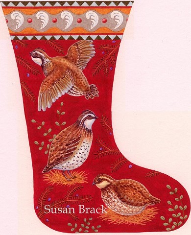 Quail Bob White Pheasant Partridge Christmas Stocking Susan Brack Art Design License