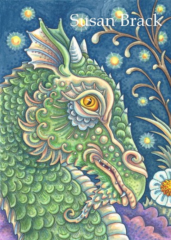Dragon Portrait Scales Medieval Fantasy Susan Brack Original Art Illustration