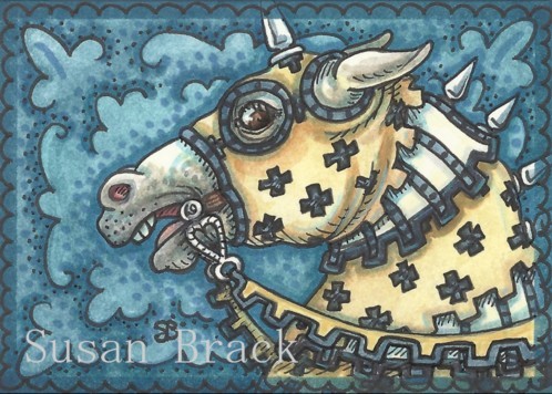Unicorn Medieval War Horse Charger Steed Fantasy Susan Brack Art License