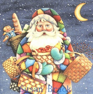 Santa St. Nick Belsnickle Baskets Christmas Folk Art Crazy Quilt Susan Brack