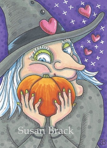 Witch Hag Favorite Pumpkin Jack O Lantern Halloween Holiday Susan Brack Art License