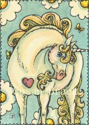 Unicorn Pony Fantasy Horse Whimsical Susan Brack Original Art Artist License