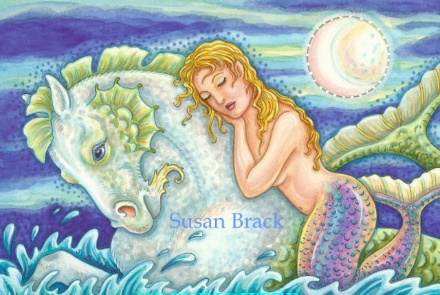 Mermaid Sea Horse Merhorse Siren Woman Seahorse Fantasy Susan Brack Art License