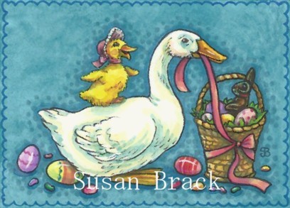 Duck Goose Easter Eggs Basket Duckling Holiday Whimsy Susan Brack