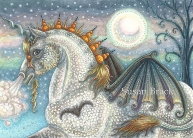 Goth Gothic Unicorn Fantasy Horse Medieval Halloween Susan Brack Original Art Licensing