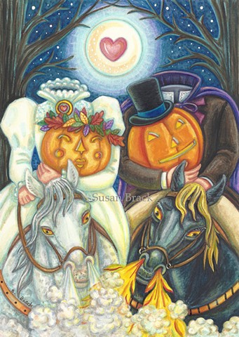 Headless Horseman Bride Groom Sleepy Hollow Halloween Wedding Susan Brack Art License
