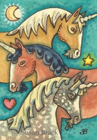 Unicorn Herd Fantasy Horse Medieval Susan Brack Original Art Artist Licensing