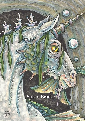 Merhorse Seahorse Sea Horse Goth Ink Fantasy Illustration Susan Brack Art