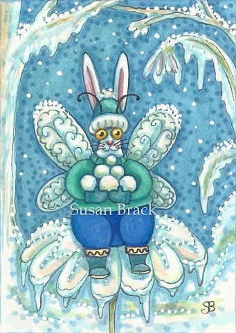 Flutterbun Christmas Bunny Rabbit Fairy Hare Winter Susan Brack Art Humor EBSQ Cartoon