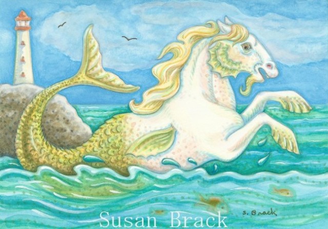Fantasy Merhorse Sea Horse Seahorse Susan Brack Art Illustration Myth ACEO EBSQ