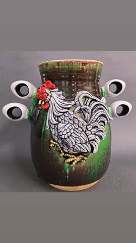 Rooster Floor Vase