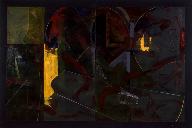 Chaotic Environment. 1995. 64in. x 48in. Oil and acrylic on board.