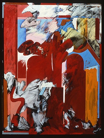 Cinnabar. 1990. 48in. x 64in. Oil and acrylic on board.