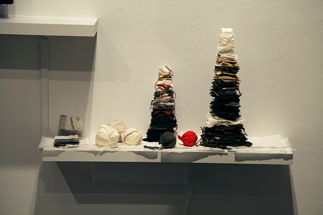 There Is No "Why" In Forgiveness (detail of material maquettes shelf)