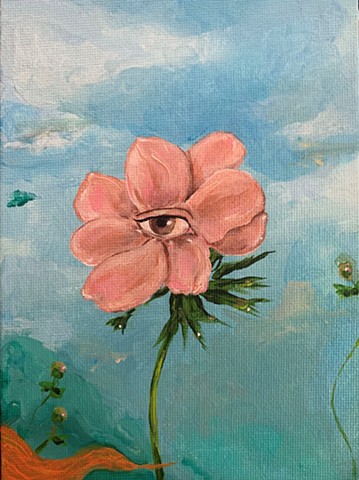 acrylic painting girl venus eye flowers canvas painting