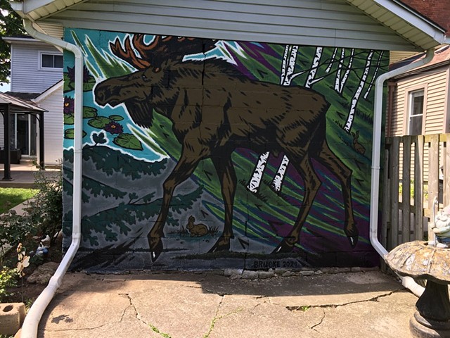 'NORTHERN LANDSCAPE WITH MOOSE'  - MURAL COMMISSION 