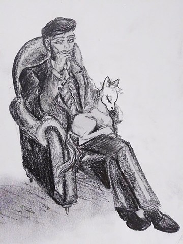 Tommy Shelby Doing the Villainous Cat-Stroking Thing With A Tiny Horse