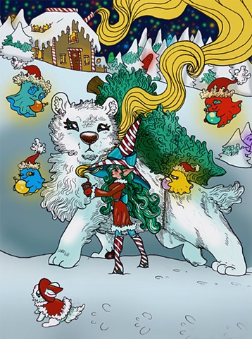 Christmas Witch and Polar Bear Familiar