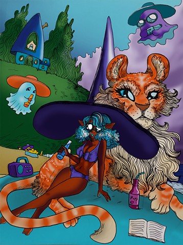 July Witch and Creamsicle Tiger Familiar