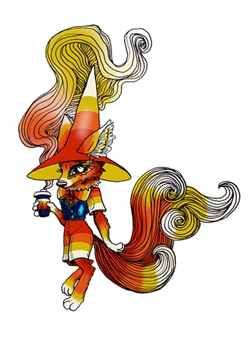 Candy Corn Fox Wizard