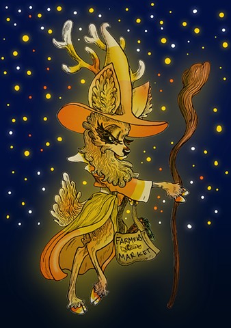 Glowing Candy Corn Deer Wizard