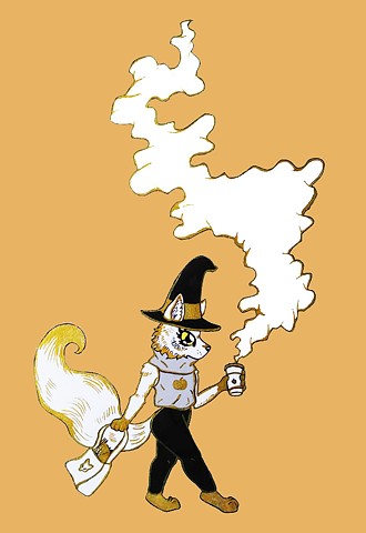 Nutmeg the Wizard Fox (Orange Background)