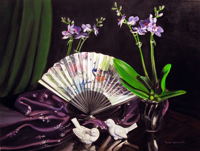 Purple Orchids with Fan